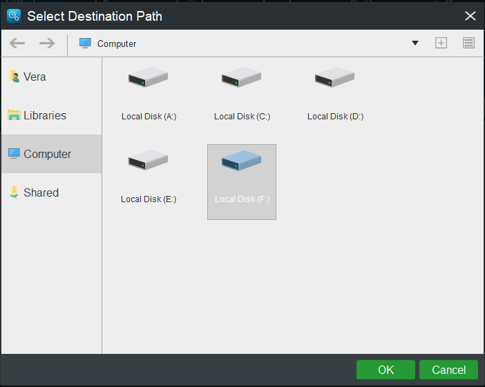 back up to an internal drive, external hard drive or USB drive